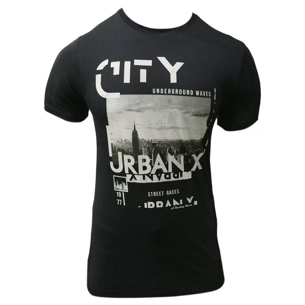 NWT NEW YORK URBAN MEN'S BLACK CREW NECK SHORT SLEEVE T-SHIRT SIZE M